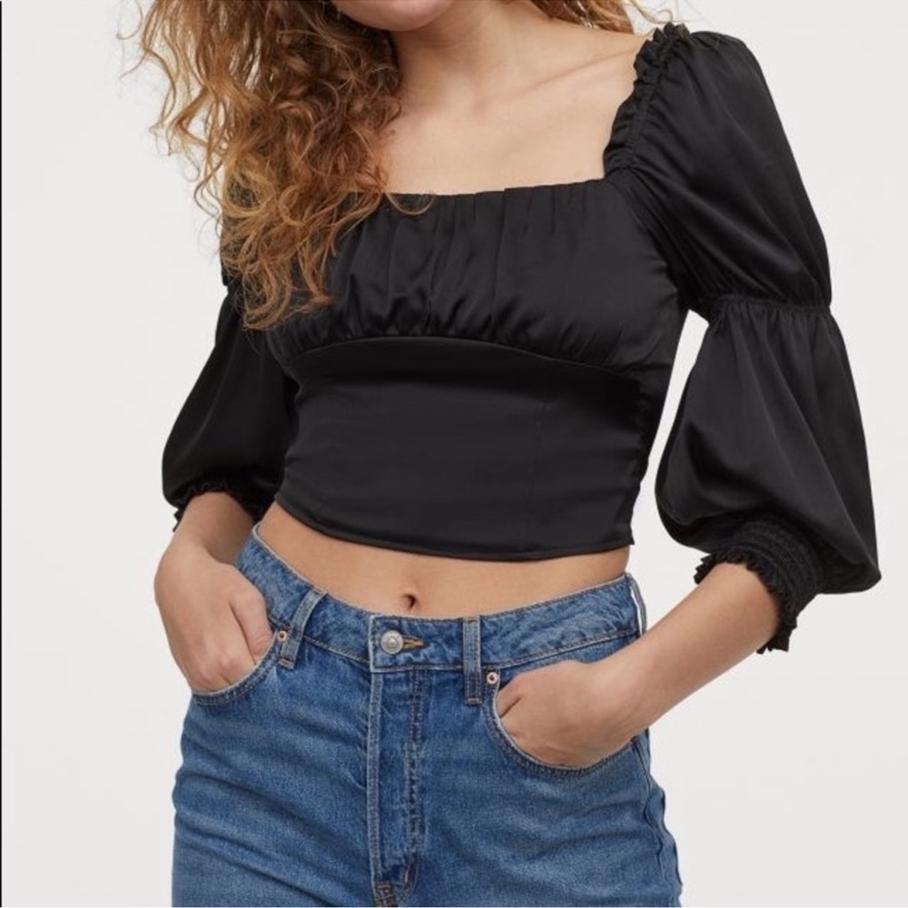 Black Women's satin crop Top